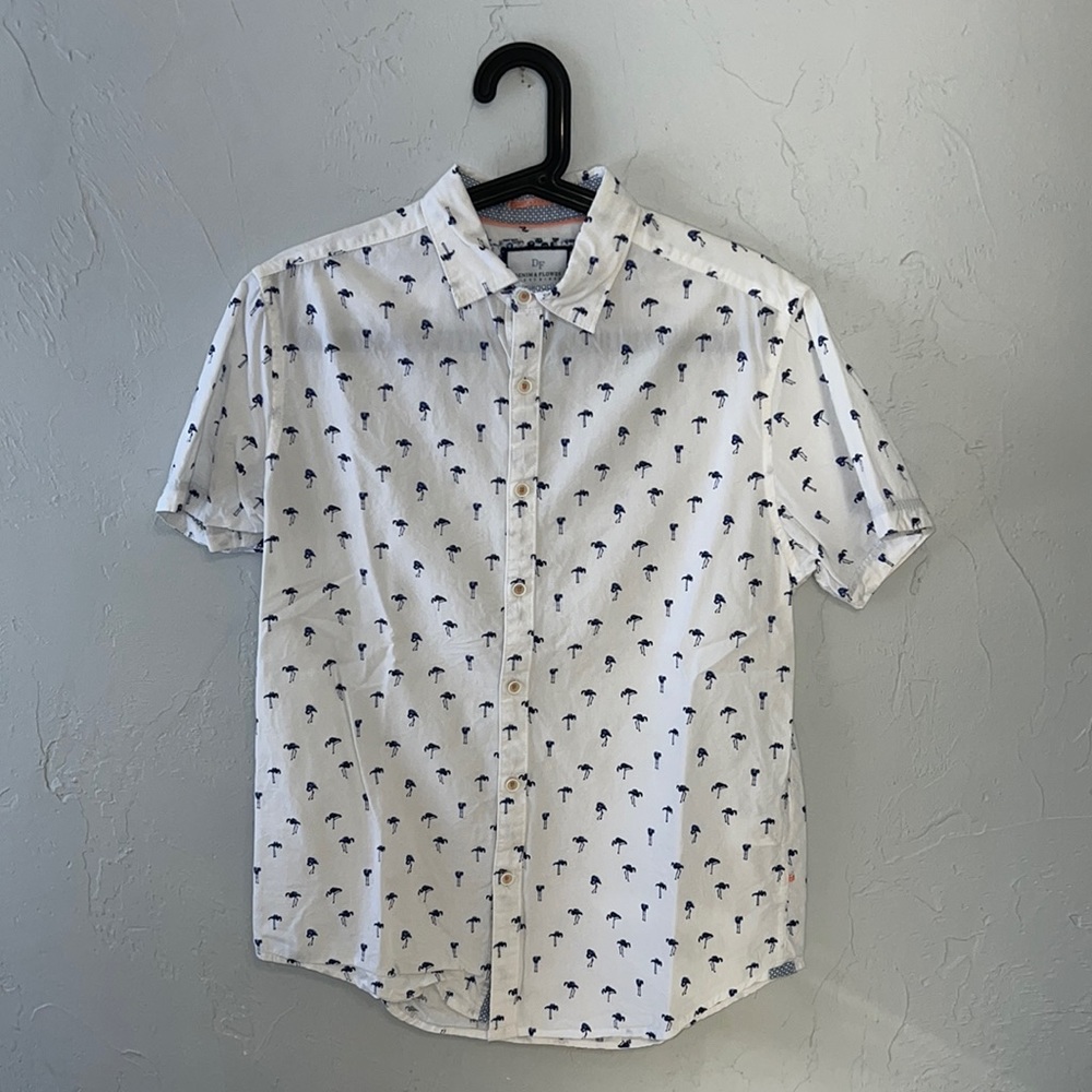 Denim & Flowers Button Up Short Sleeve Shirt Mens Small